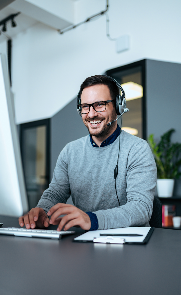 Man behind computer