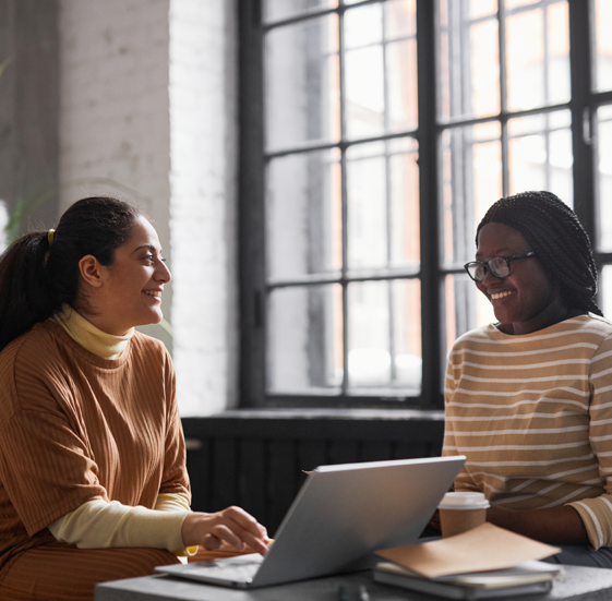 Two women talking