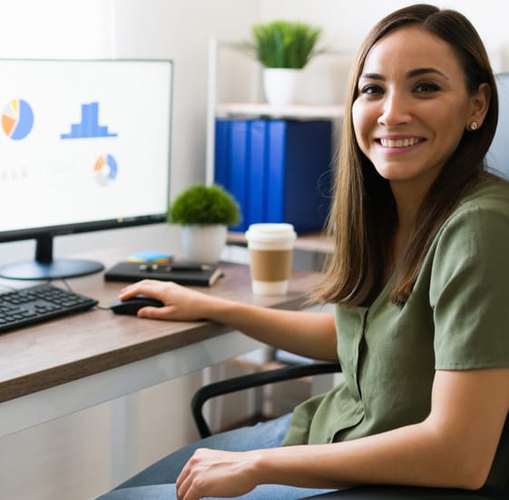 Woman sitting at computer